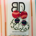 Hand painted leather bold statement earrings - The Stacked Dot