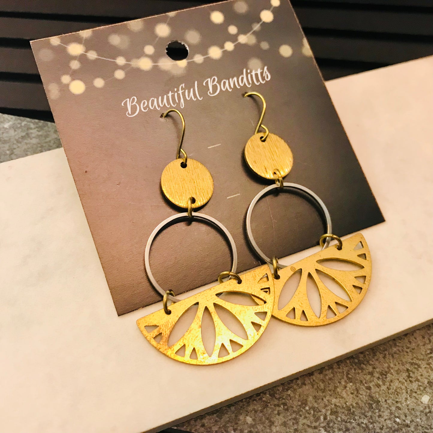 Mixed Metal and Resin Earrings - medium