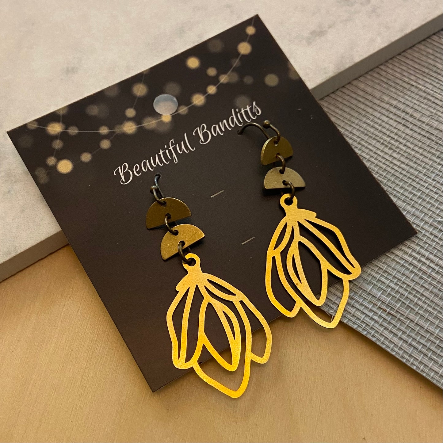 Mixed Metal and Resin Earrings - medium