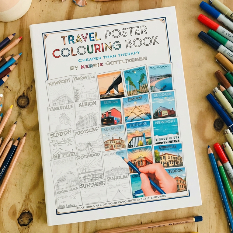 Westie Travel Poster Colouring Book