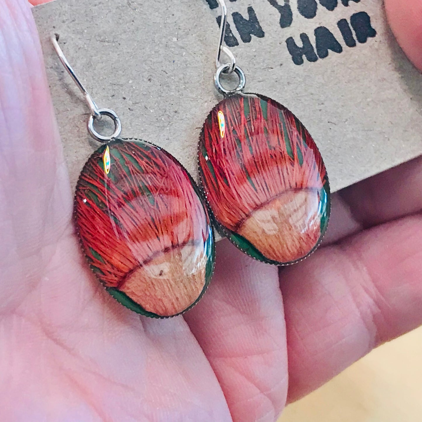 Australian flora Resin & Sterling Silver Earrings - large