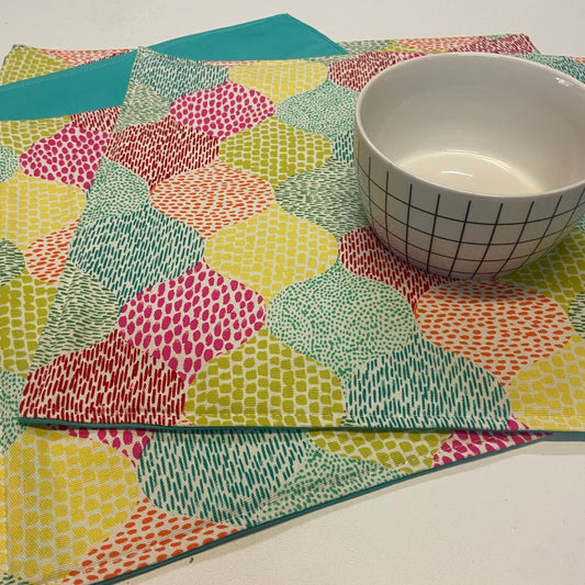 Reversible Placemats - Confetti Carnival with Teal Reverse (set of 4)