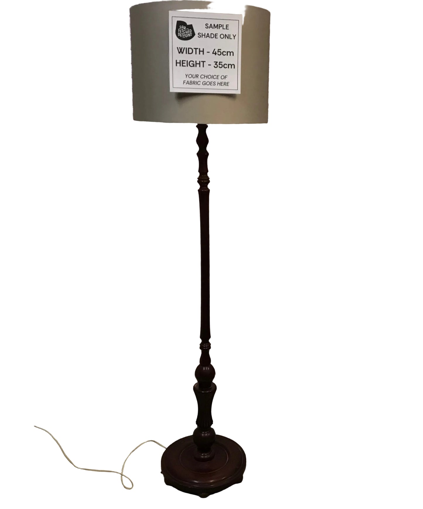 Lamp Base Only - Turned Timber Cherry Wood Standard Floor Lamp
