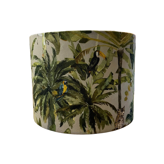 Brass Post Table Lamp with Jungle Palms Shade (pair available)