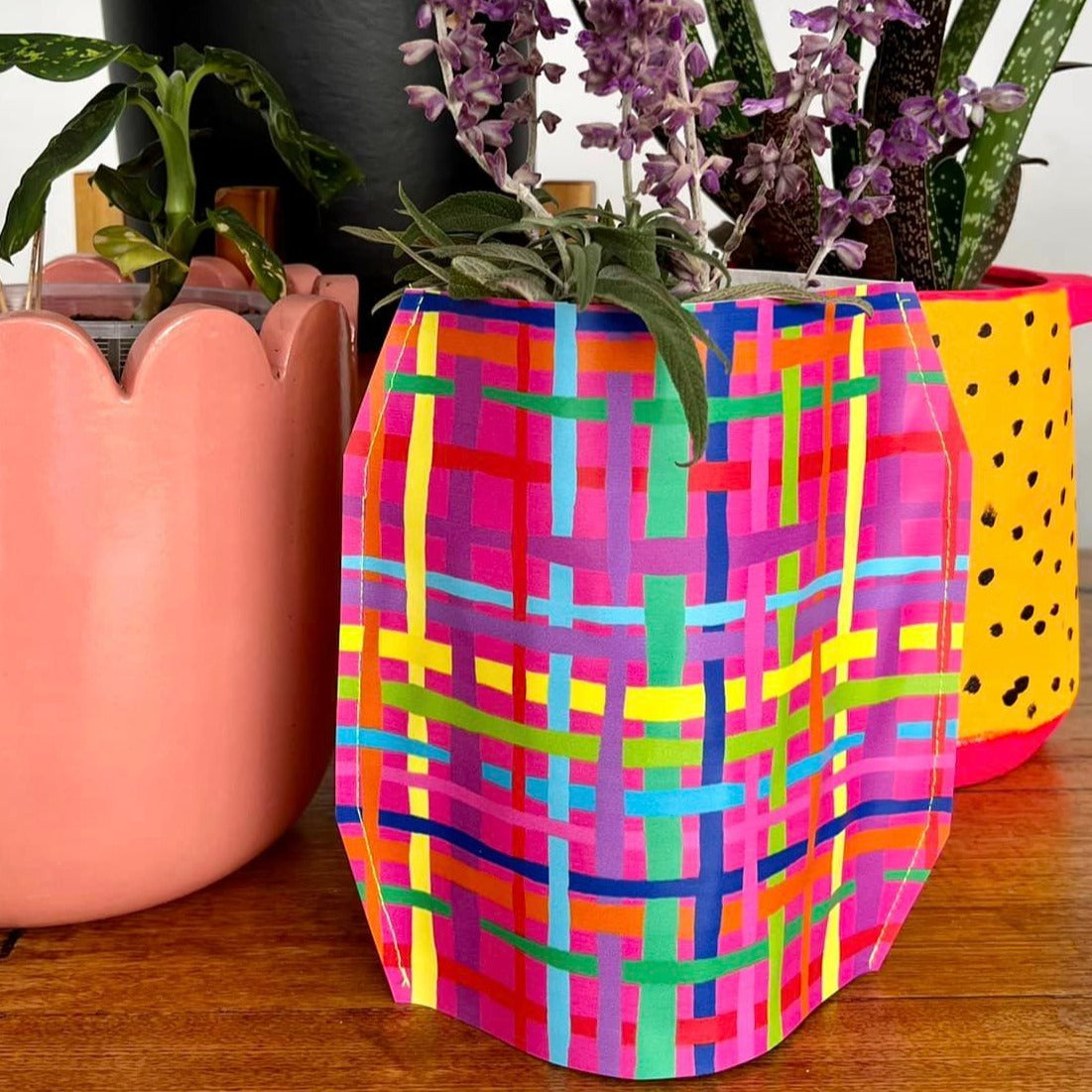 Hand Painted Vegan Leather Flat Vase