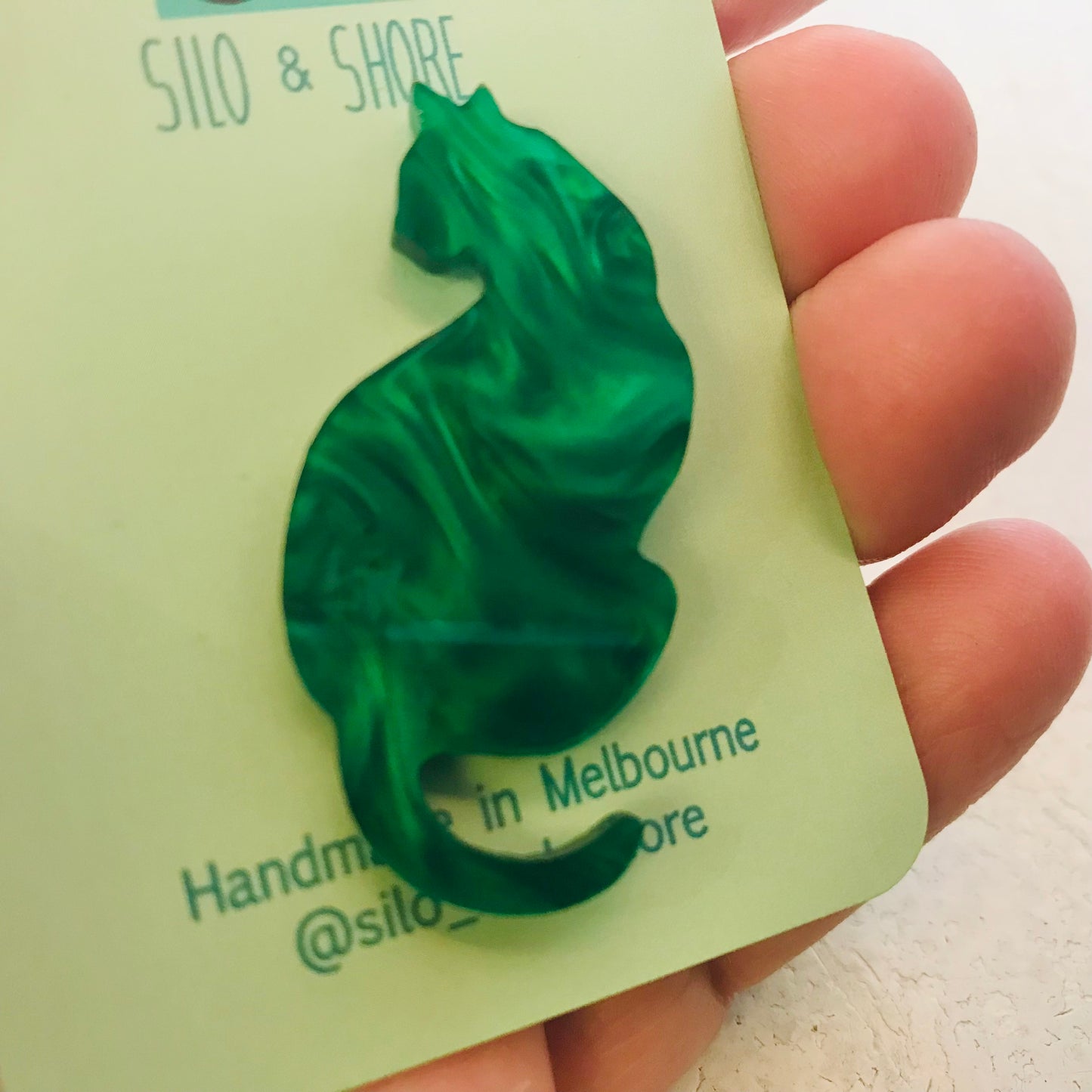 Art Deco Acrylic Brooch - Cats