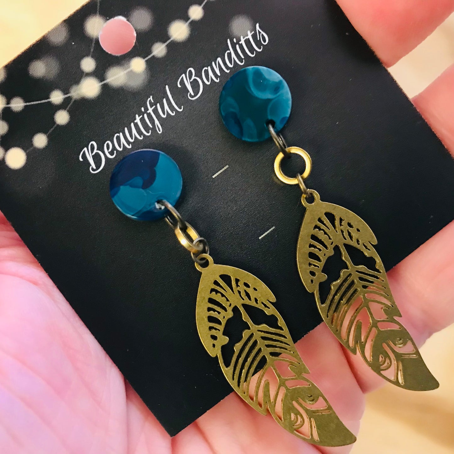 Mixed Metal and Resin Earrings - large