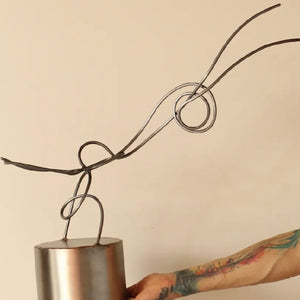 Handcrafted Steel Sculpture - Figure Jumping into a Pool