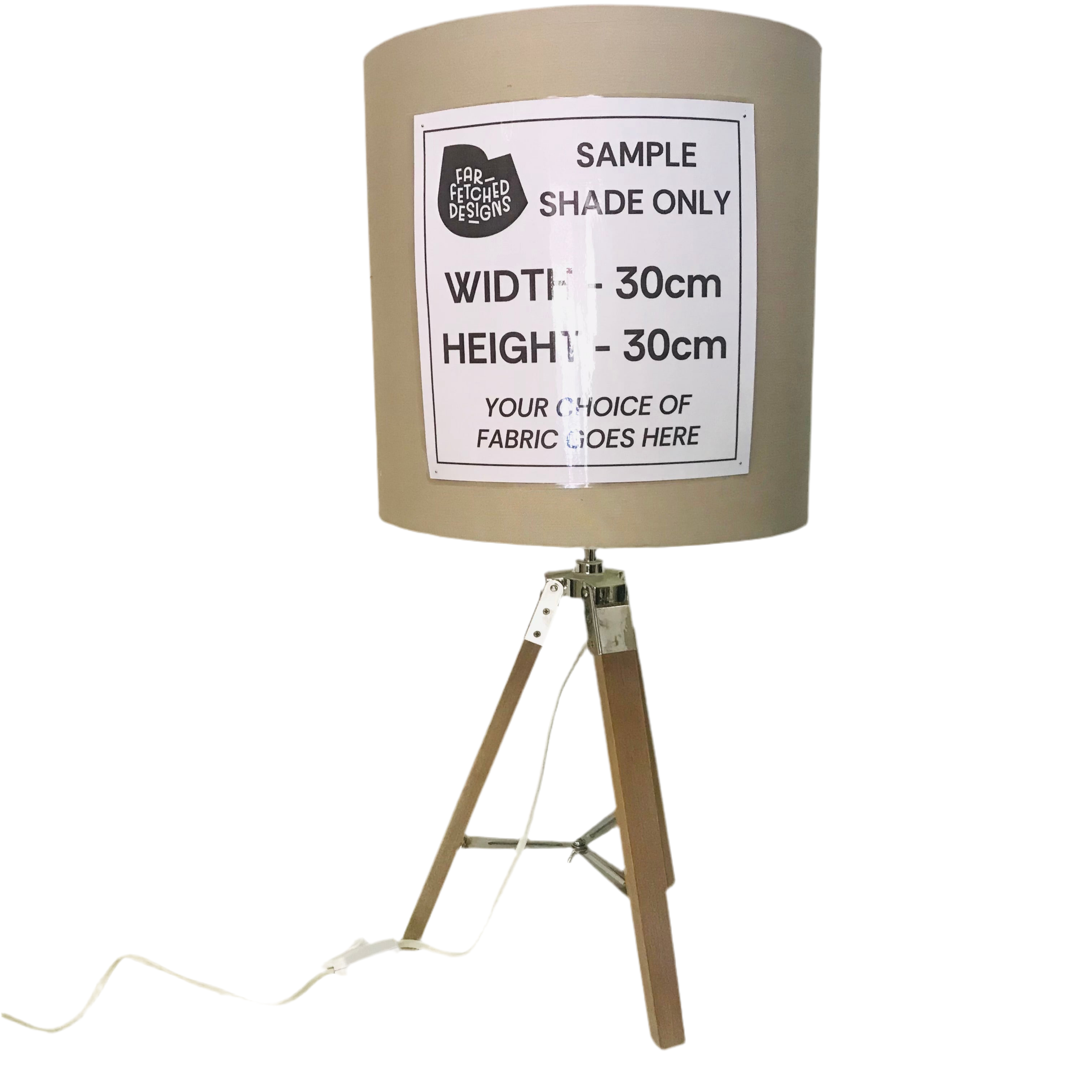 Lamp Base Only - Timber Tripod Table Lamp with Metal Fittings