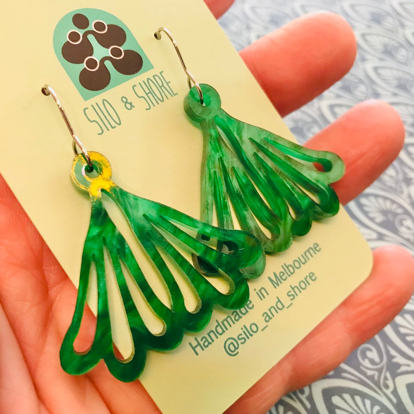 Art Deco Acrylic Earrings - Echinacea Flower