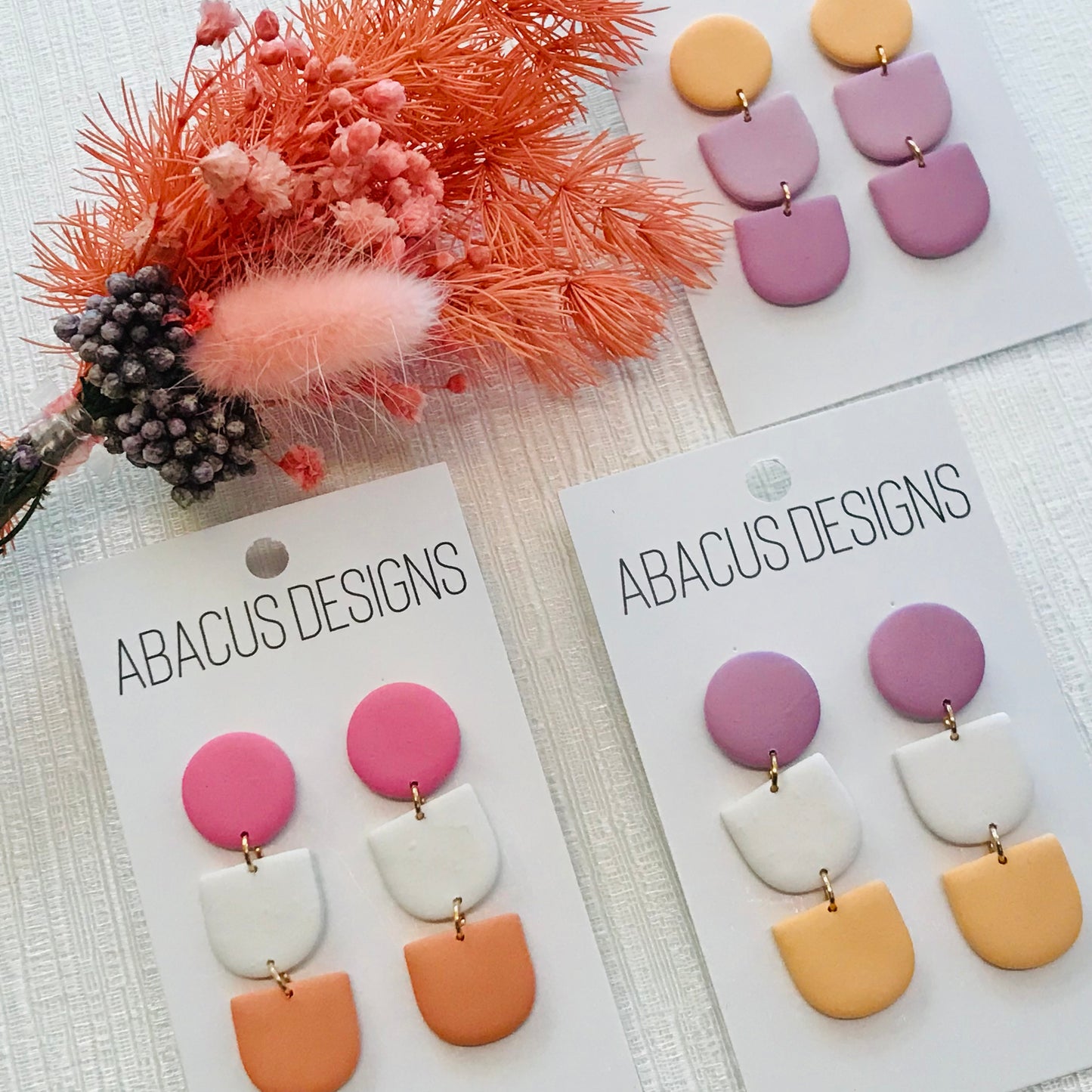Handmade Polymer Clay Earrings - Double Arch Drop
