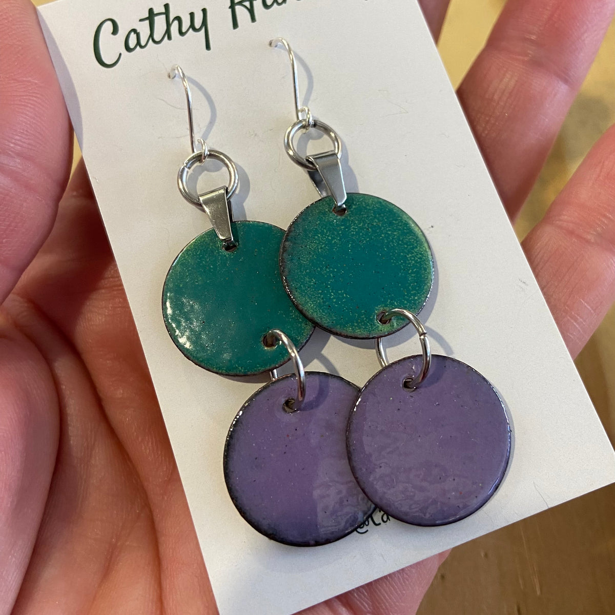 Handpainted Earrings -  Enamel on Copper