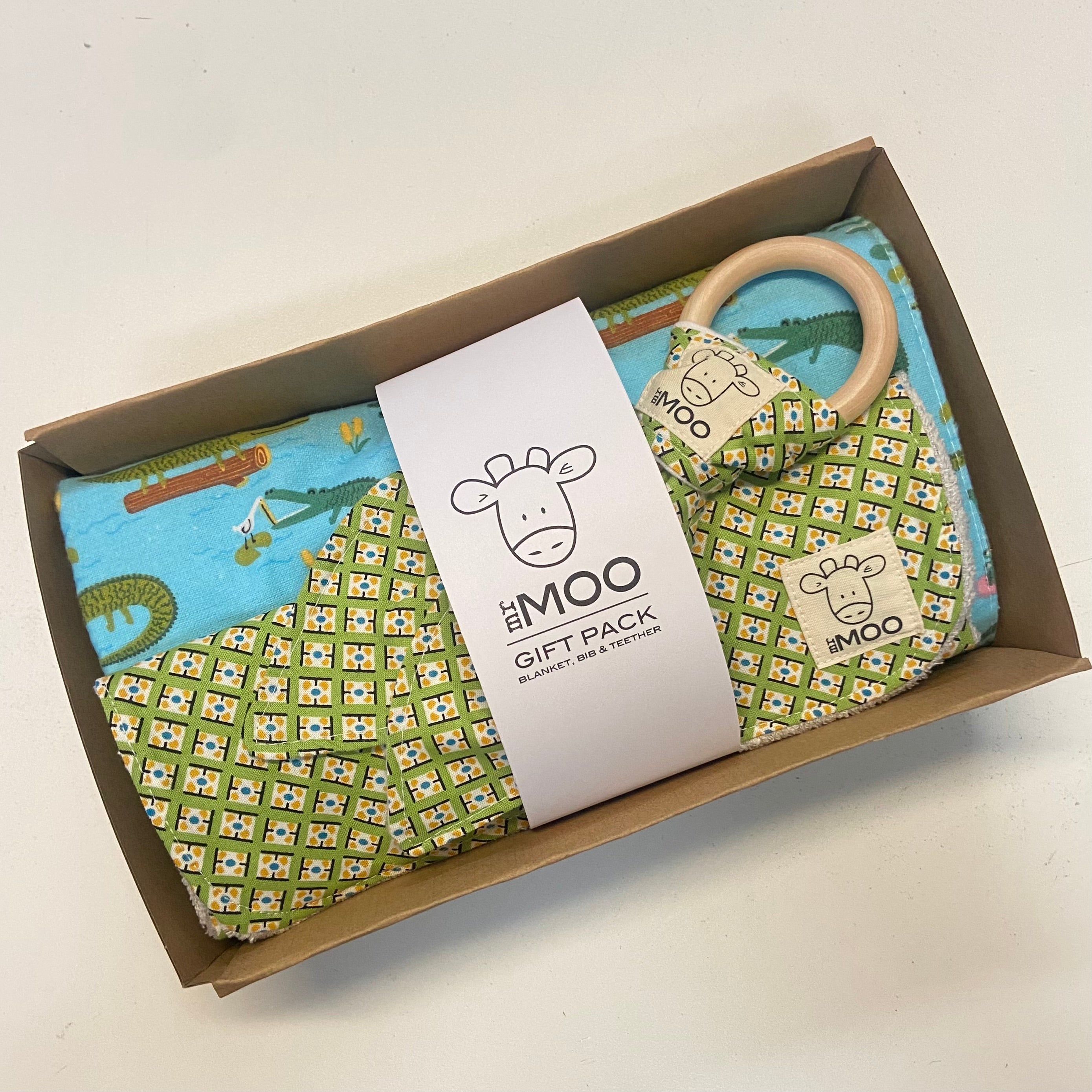 Gift Box - Blanket, Bib & Timber Teether