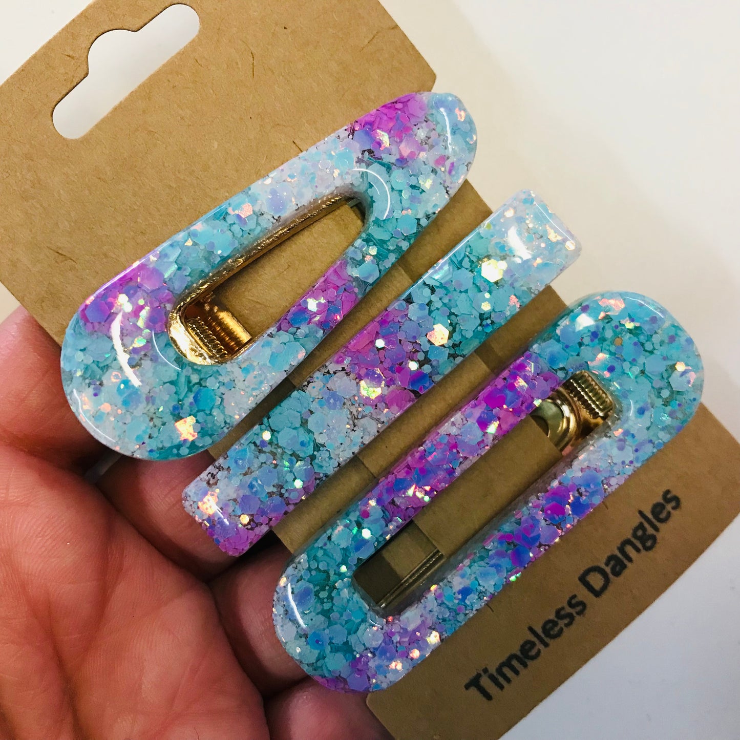 Resin Sparkle Hair Clips - Set of 3