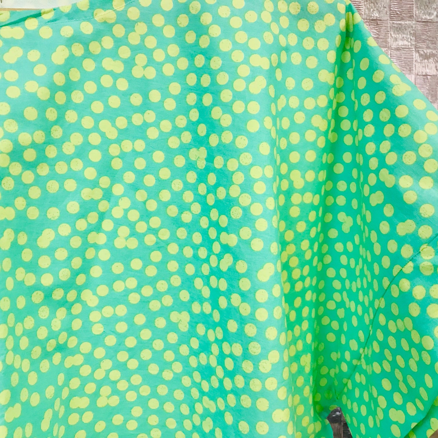 Handmade Women’s Box Top - Green with Yellow Spot (M/L)