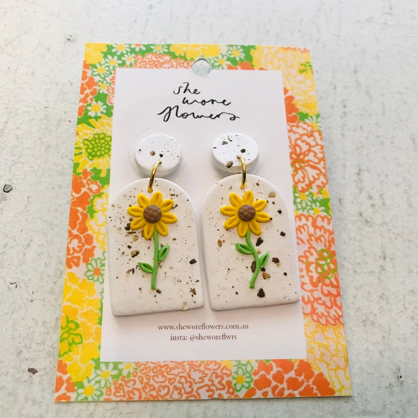 Floral Polymer Clay Bouquet Dangle Earrings