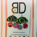 Hand painted leather bold statement earrings - The Dome Mini (with hook)