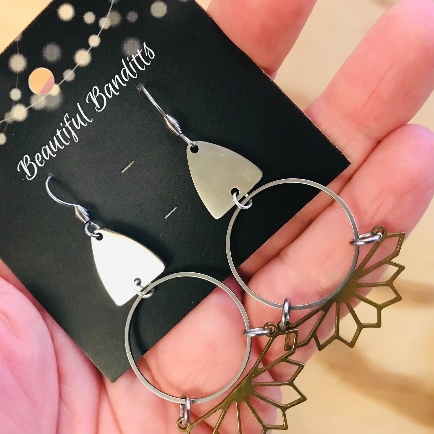 Mixed Metal and Resin Earrings - large
