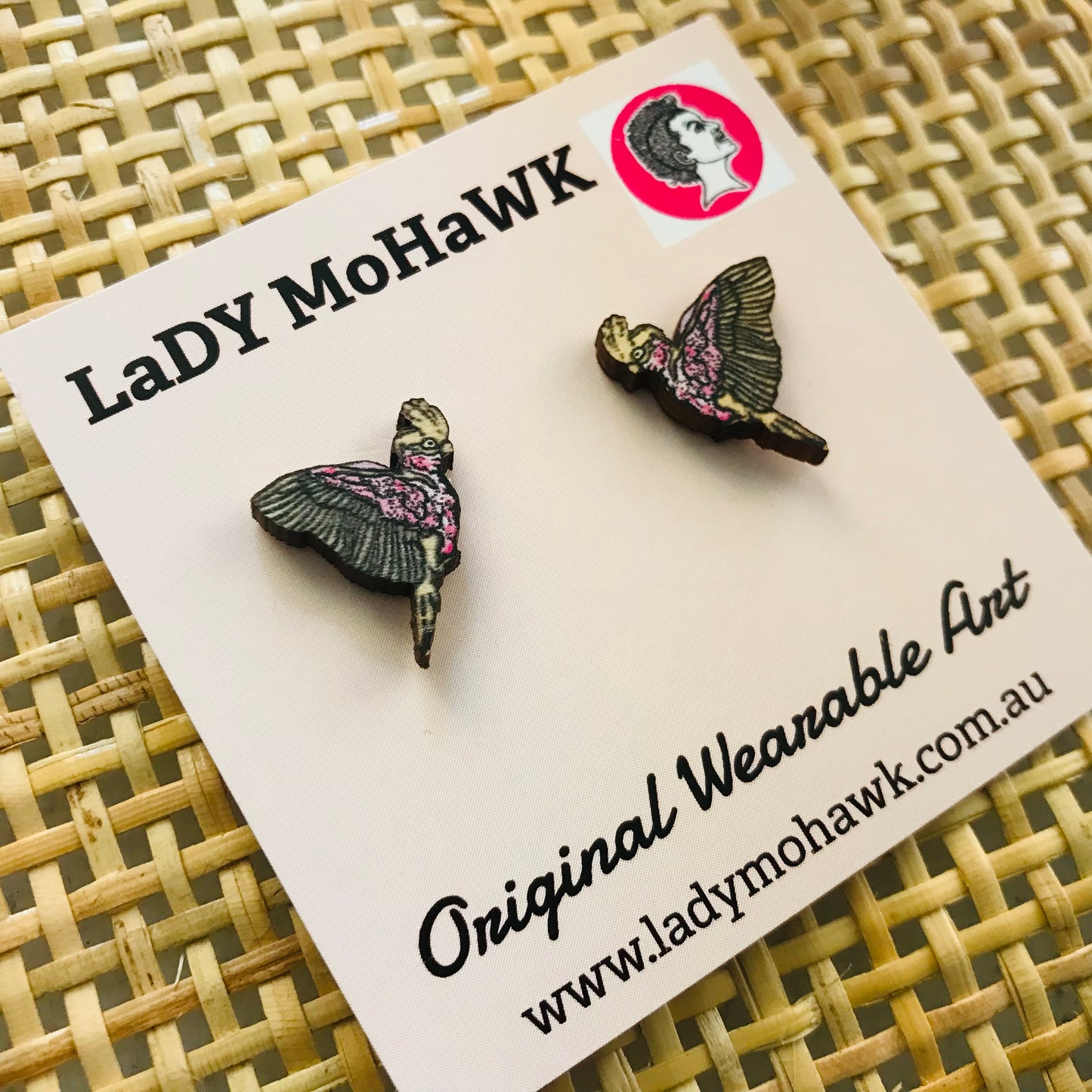 Original Art Printed Timber Earrings - studs