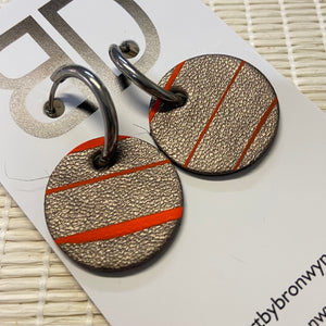 Hand painted leather bold statement earrings - Reversible Huggie Spheres