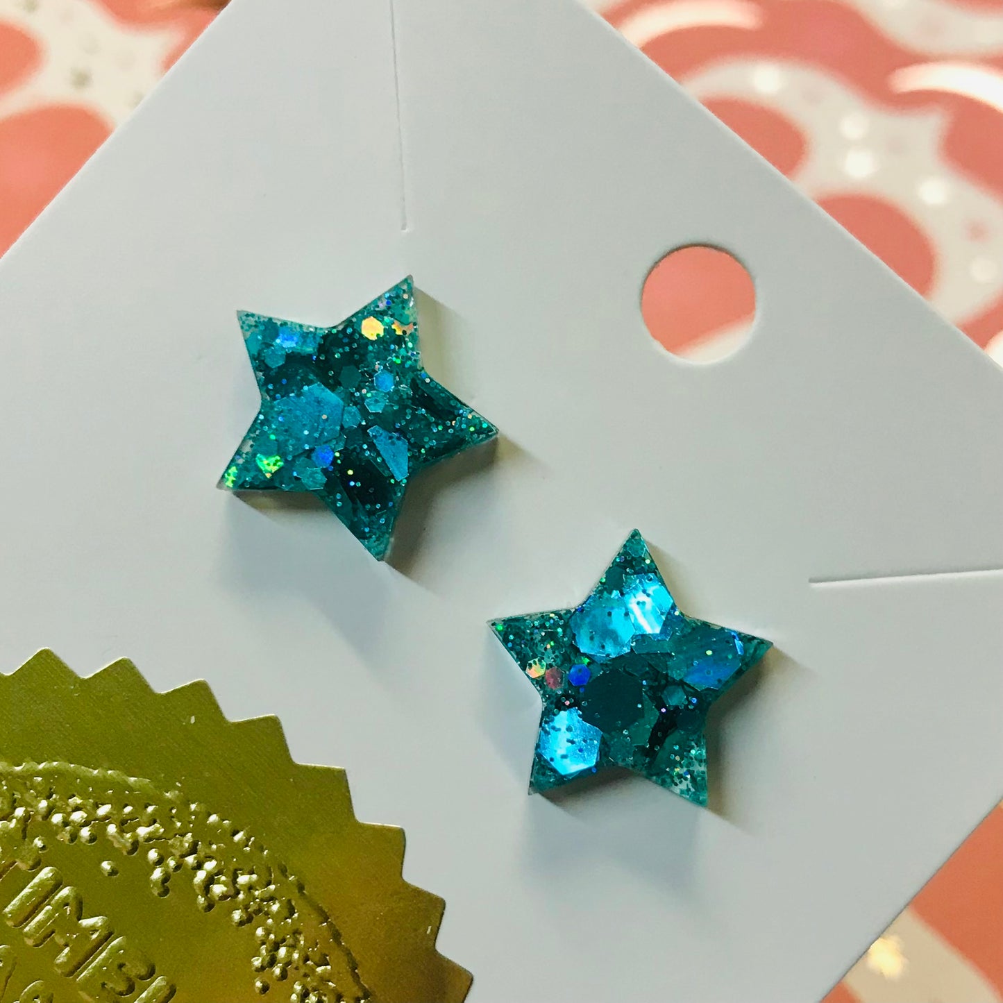 Novelty Resin Sparkle Stud Earrings