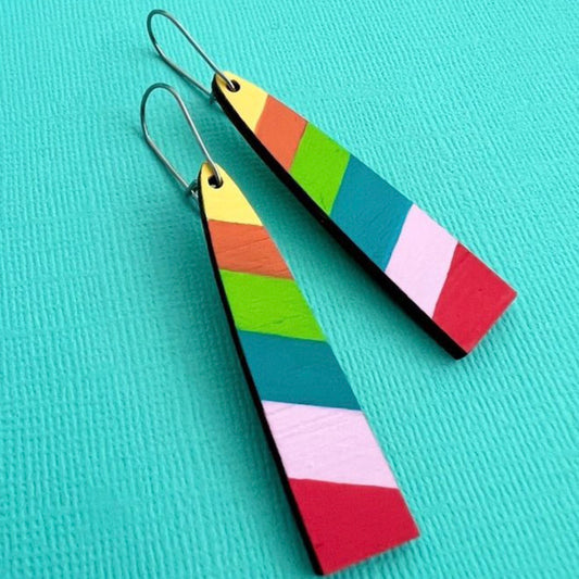 Rainbow Rod Hand Painted Detailed Earrings