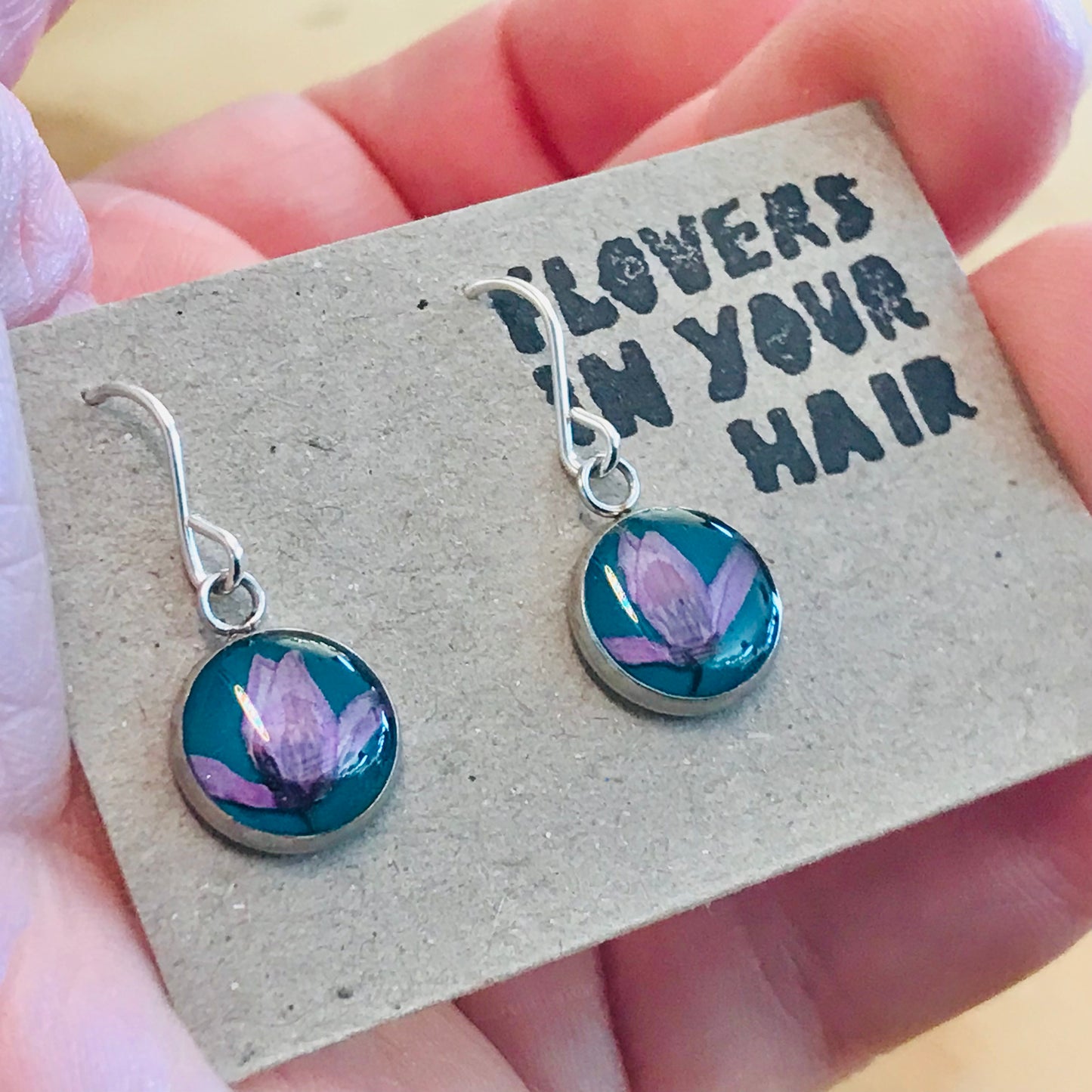 Australian flora Resin & Sterling Silver Earrings - small