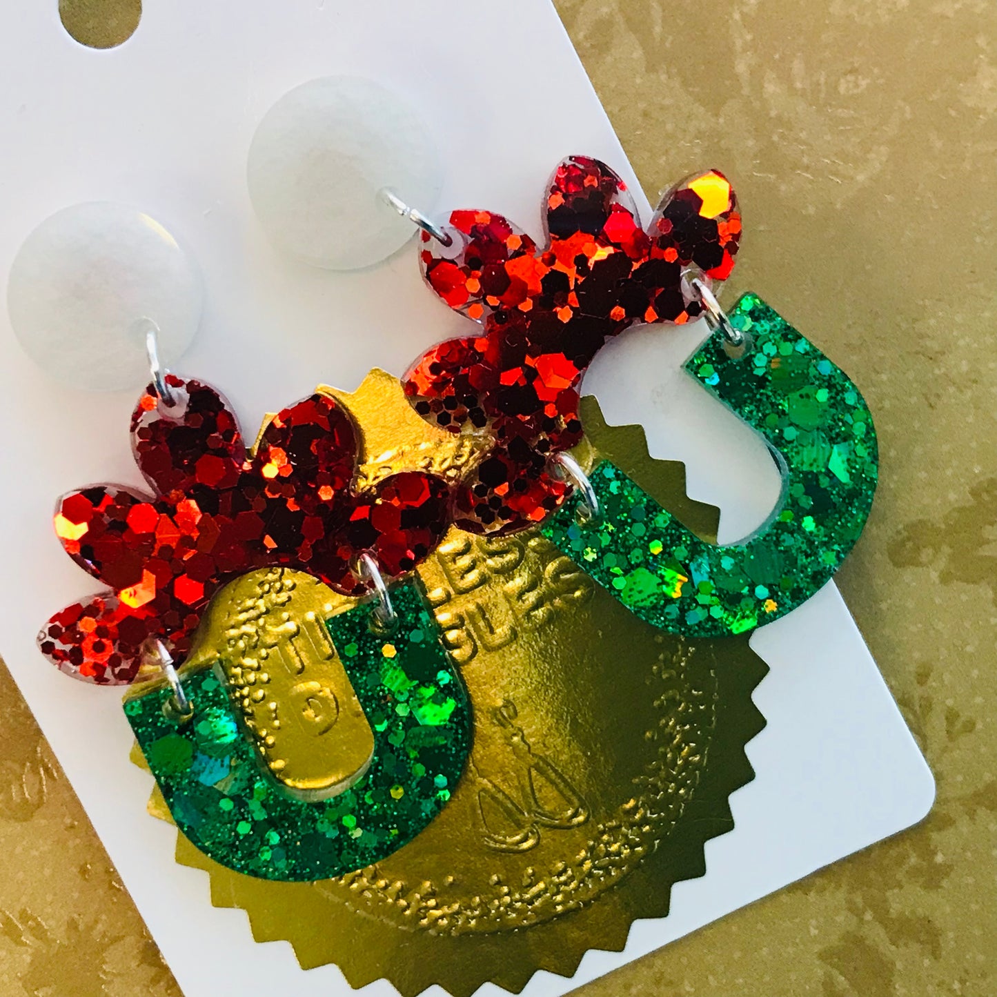 Novelty Resin Sparkle Christmas Dangle Earrings