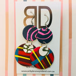 Hand painted leather bold statement earrings - The Stacked Dot