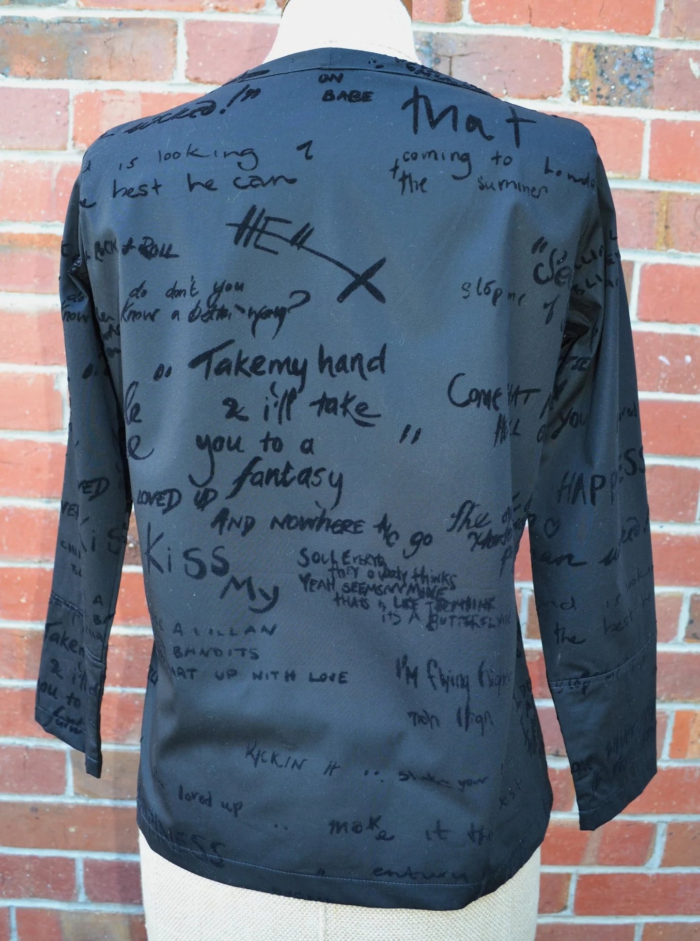 Women's Handmade Basic Top - Graffiti flocked cotton