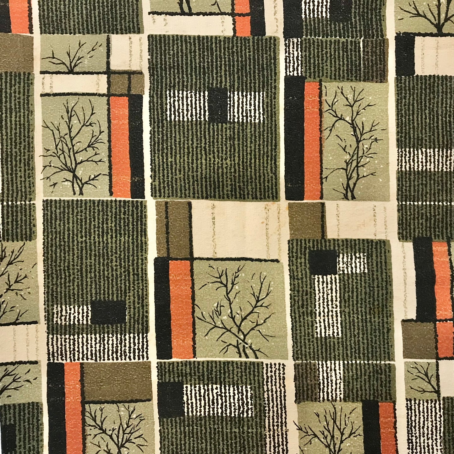Custom Lamp Shade only - Barkcloth Vintage Tree Grid