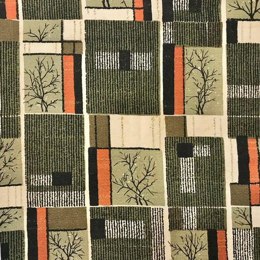 Custom Lamp Shade only - Barkcloth Vintage Tree Grid