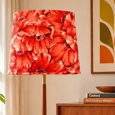Custom Lamp Shade only - Vintage Red Floral