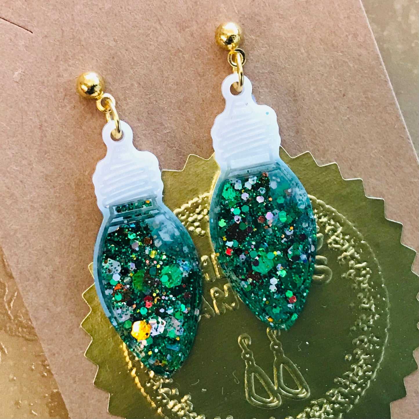 Novelty Resin Sparkle Christmas Dangle Earrings