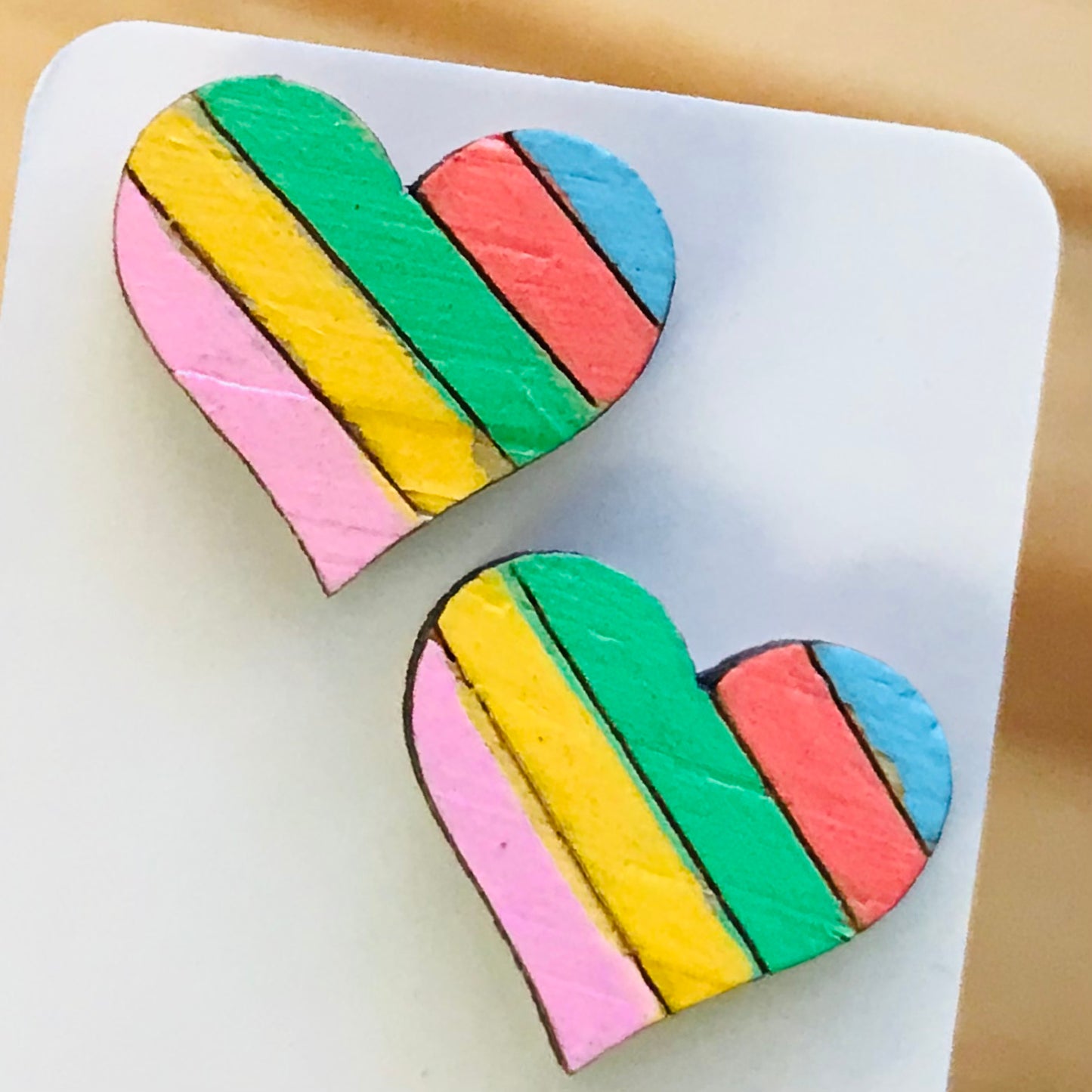 Novelty Studs Earrings - Graphic Wood