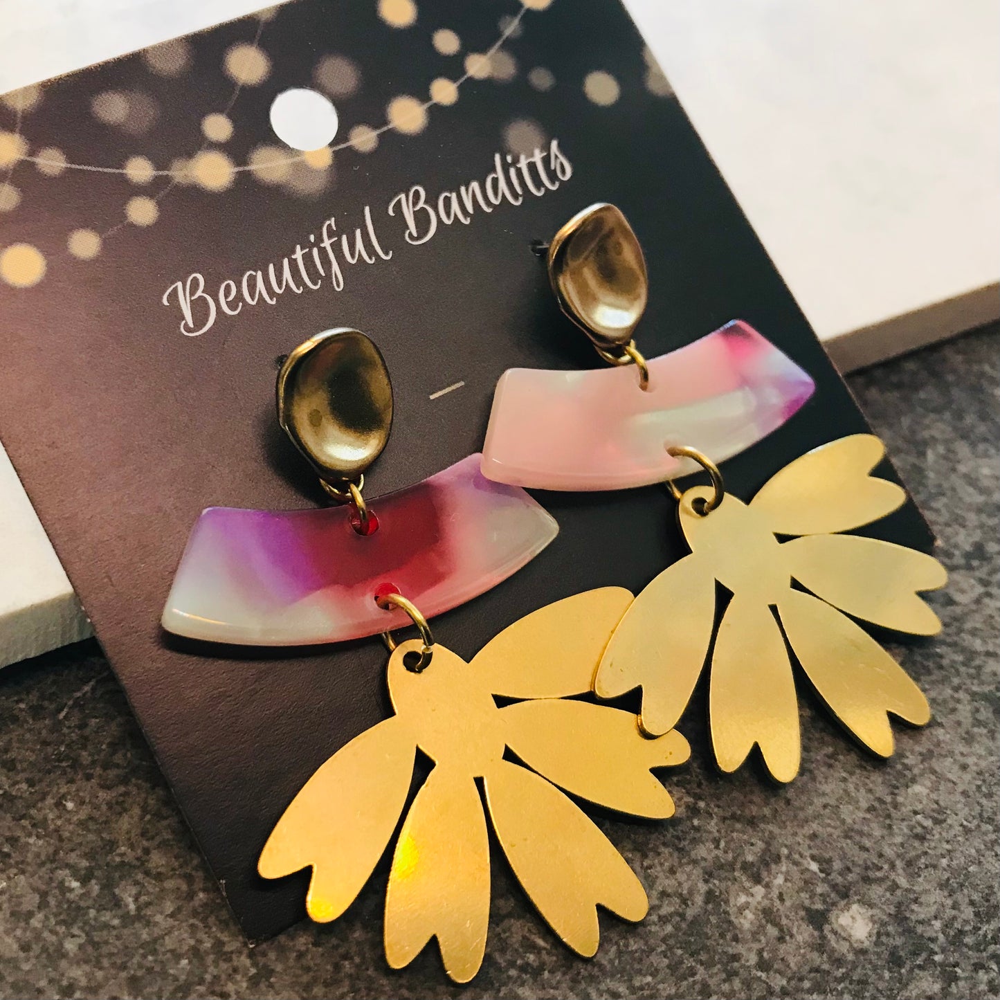 Mixed Metal and Resin Earrings - large