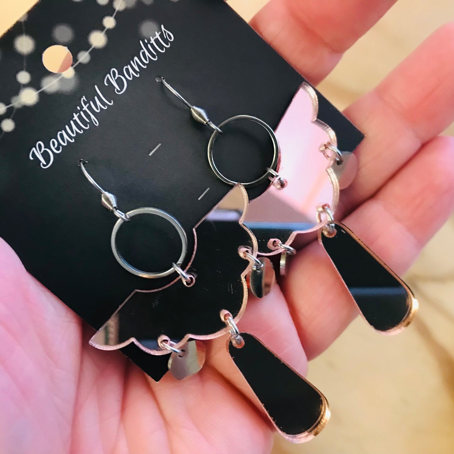 Mixed Metal and Resin Earrings - x-large