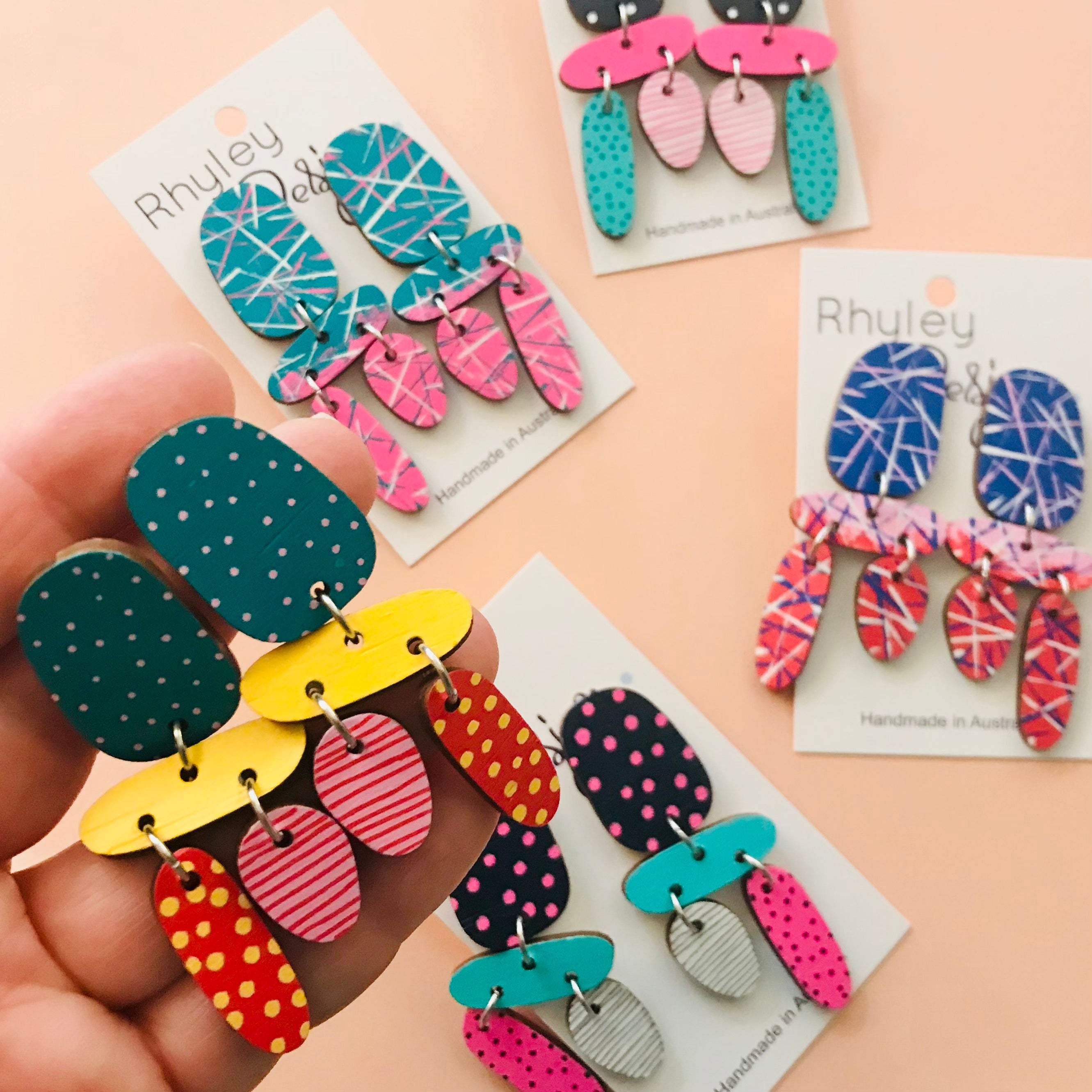 Handpainted Organic Shape Dangles