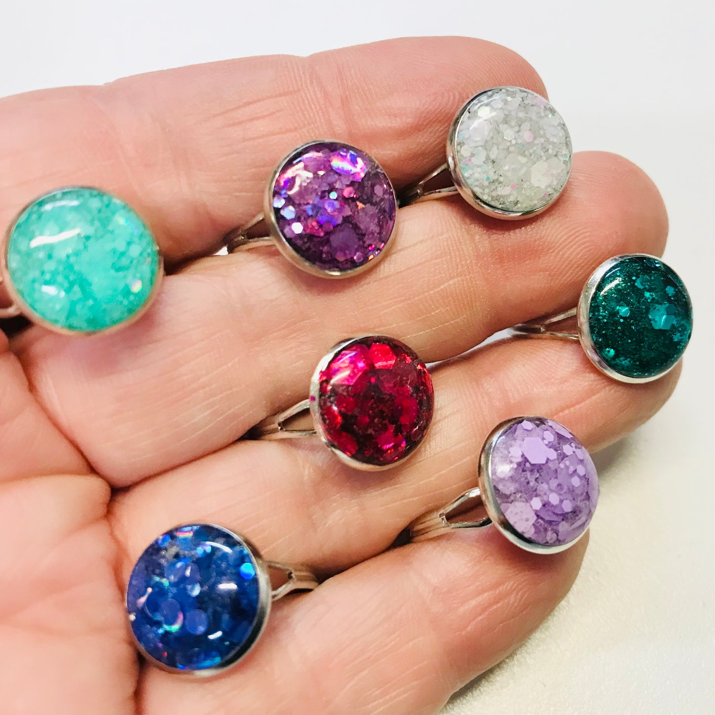 Resin Sparkle Adjustable Rings