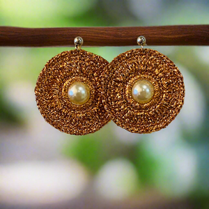 Handcrafted Crochet Earrings - Metallic Copper Range