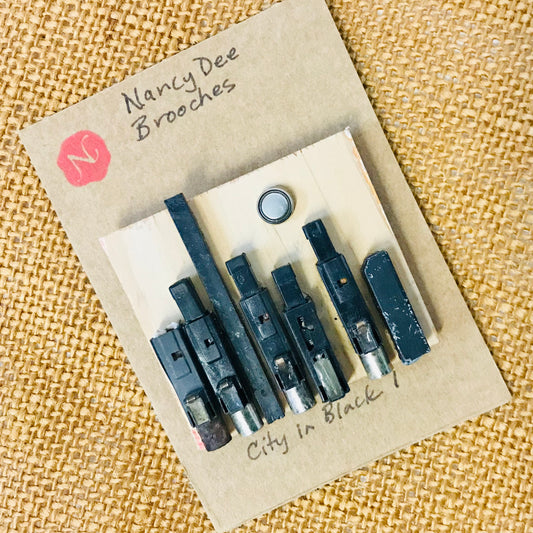 Found Object Brooch - City in Black #1