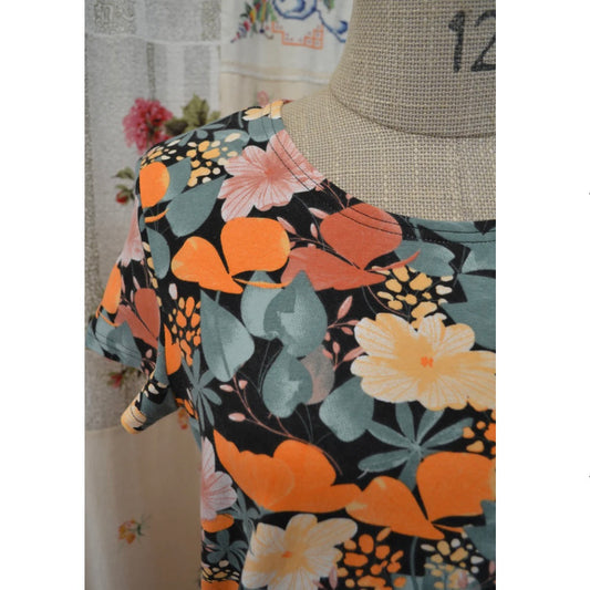 Women's Handmade Cotton Tee - Night Garden