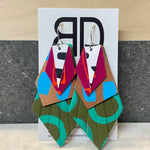 Hand painted leather earrings - The Aviary