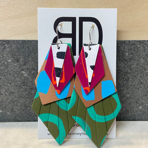 Hand painted leather earrings - The Aviary