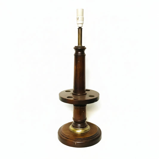 Lamp Base Only - Vintage Tall Pipe Holder Handmade Turned Timber Table Lamp