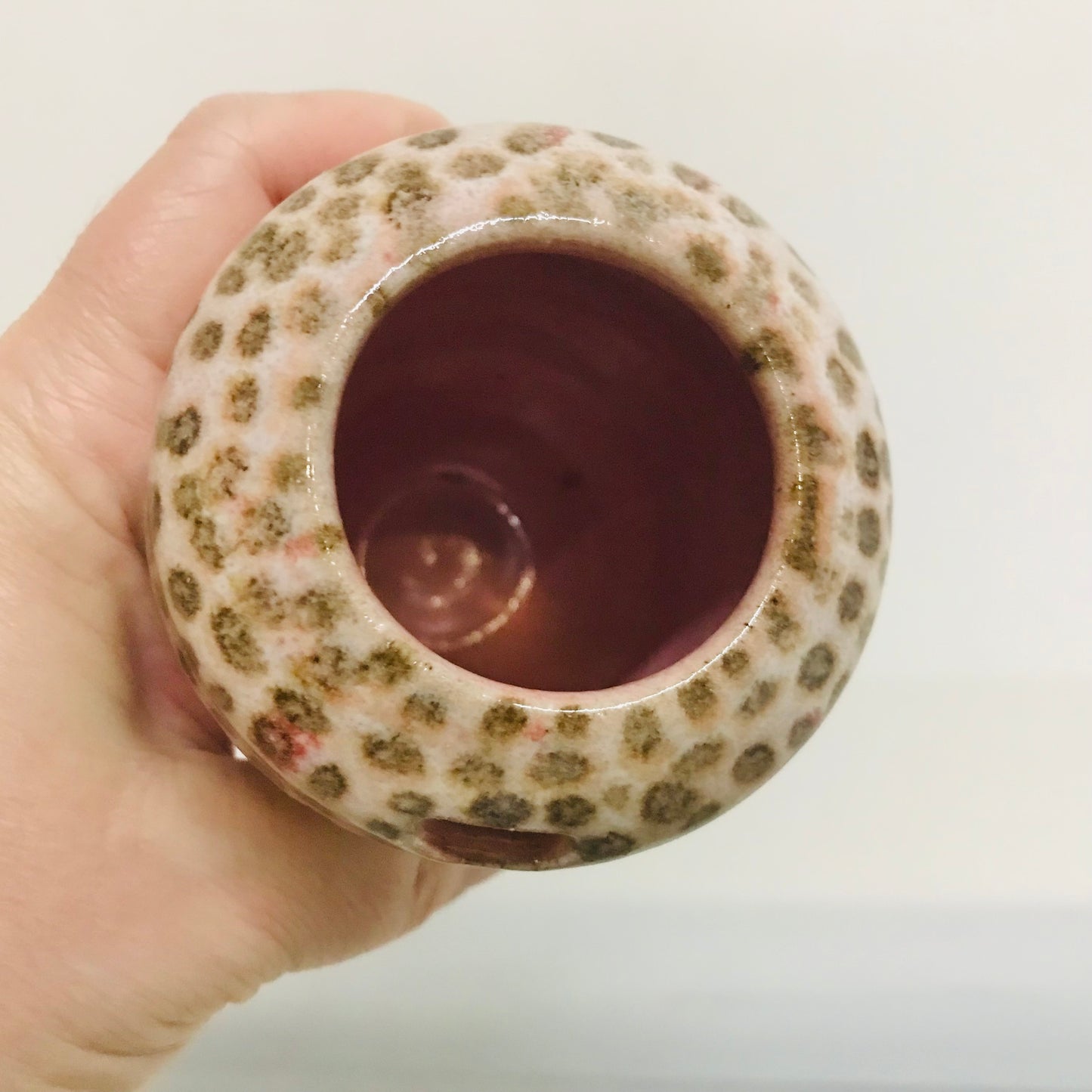 Handcrafted Pottery Built in Lip Traveler Cup - Leopard (200mls)