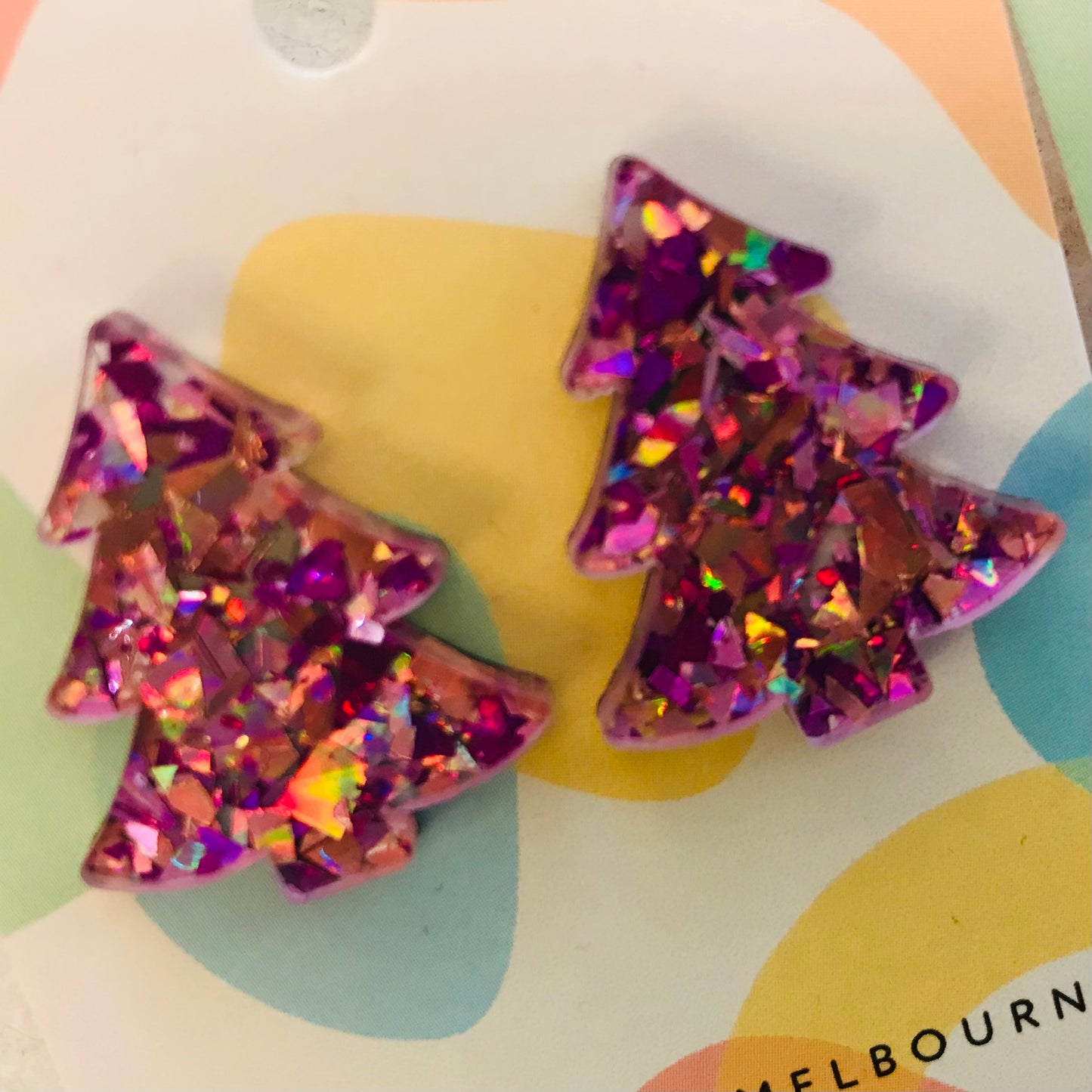 Novelty Acrylic Earrings - Christmas Tree Studs