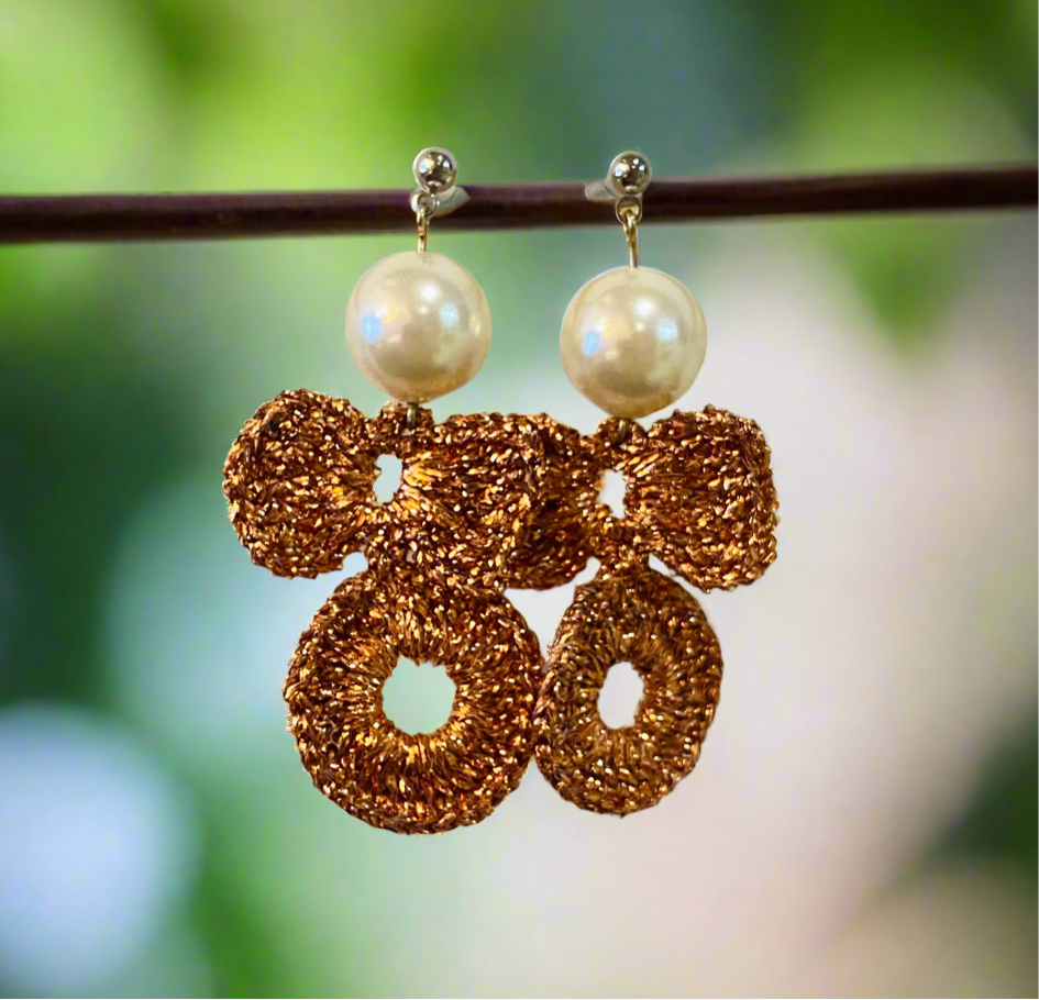 Handcrafted Crochet Earrings - Metallic Copper Range