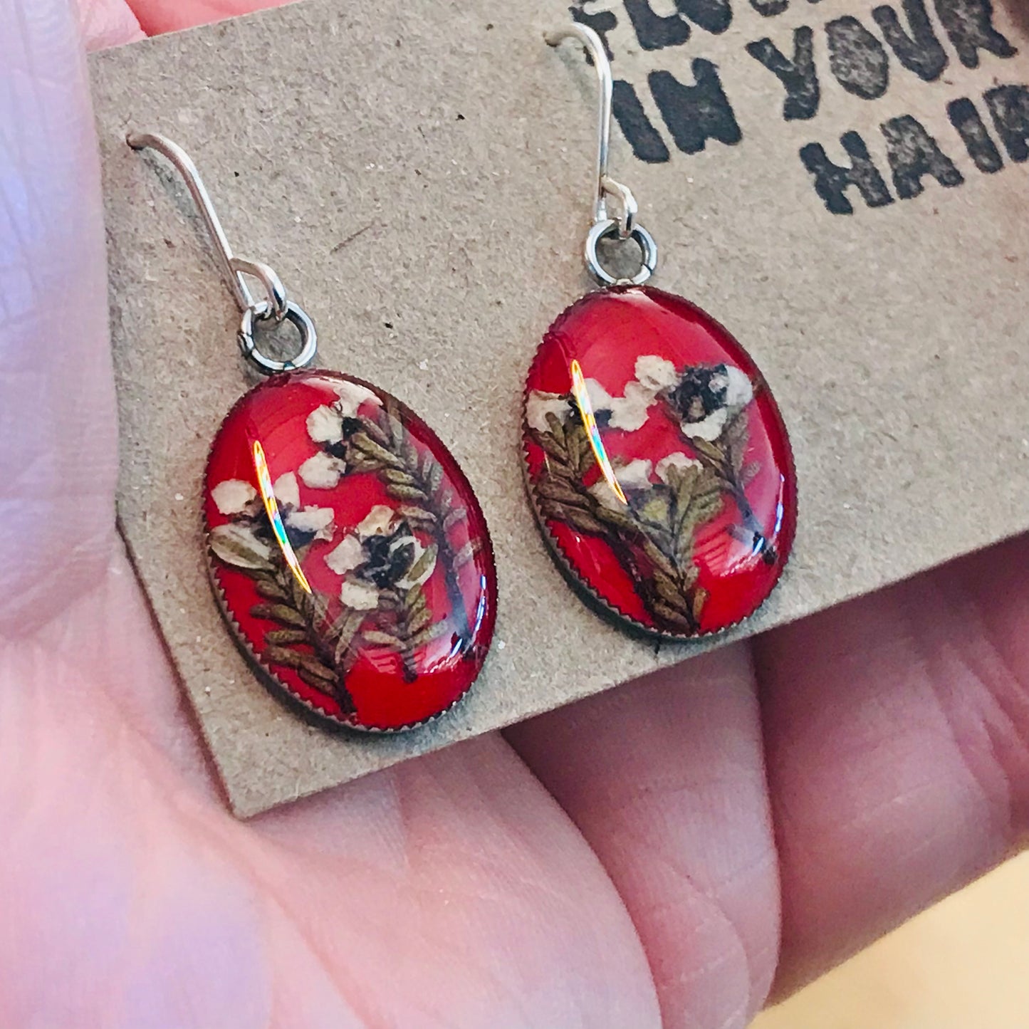 Australian flora Resin & Sterling Silver Earrings - medium