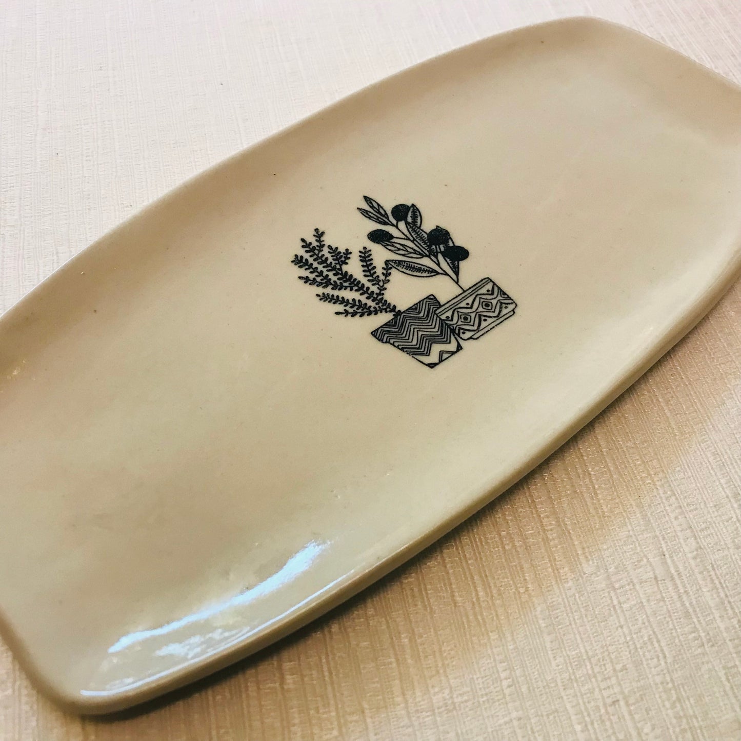 Handthrown Pottery Oval Trinket Tray Platter